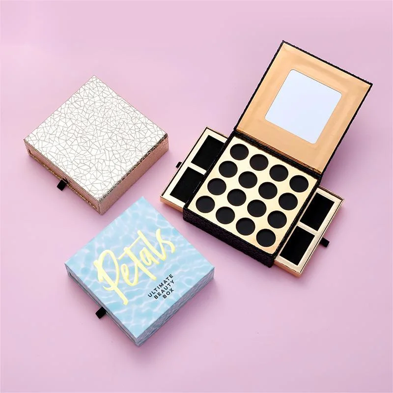 Eco-Friendly Printed Cardboard Eyeshadow Palette Case Magnetic Makeup Eye Shadow Palette Packaging Empty Paper Eyeshadow Case