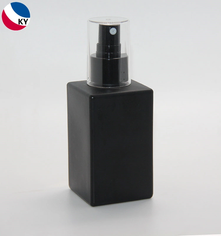 Matte Black Perfume Empty 120ml Square Glass Spray Bottle